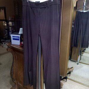 BCBGMAXAZRIA brown pinstriped slacks, size 2, inseam about 33"